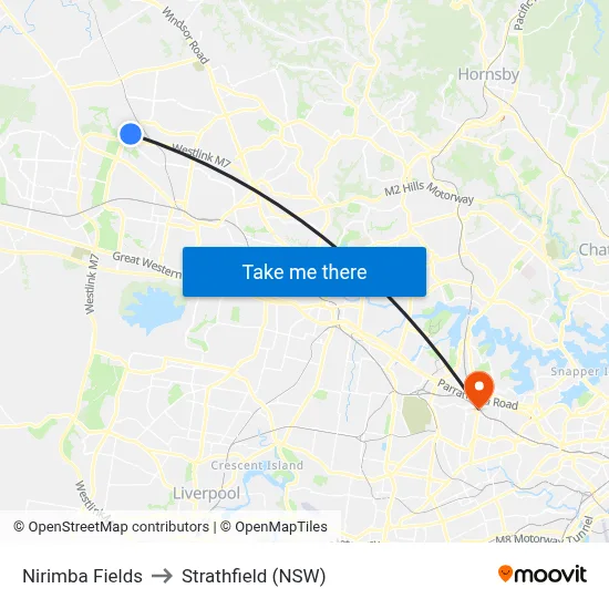 Nirimba Fields to Strathfield (NSW) map