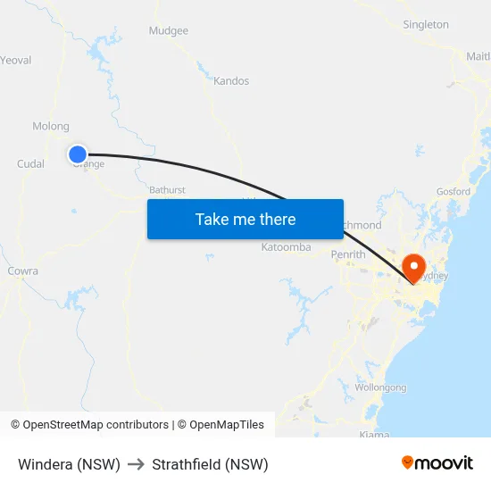 Windera (NSW) to Strathfield (NSW) map