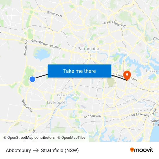 Abbotsbury to Strathfield (NSW) map