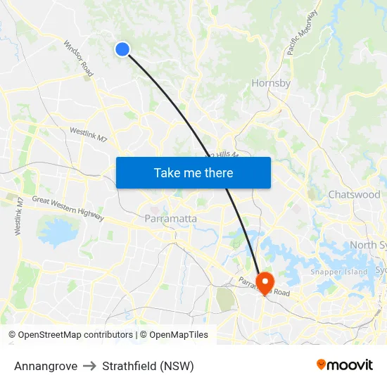 Annangrove to Strathfield (NSW) map