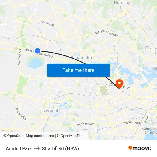 Arndell Park to Strathfield (NSW) map