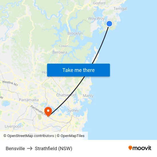 Bensville to Strathfield (NSW) map