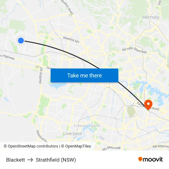 Blackett to Strathfield (NSW) map