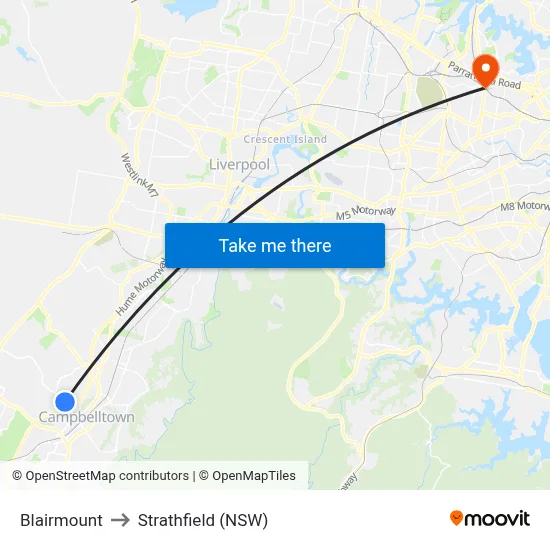 Blairmount to Strathfield (NSW) map