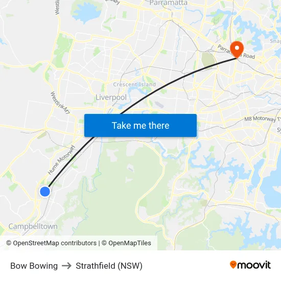 Bow Bowing to Strathfield (NSW) map