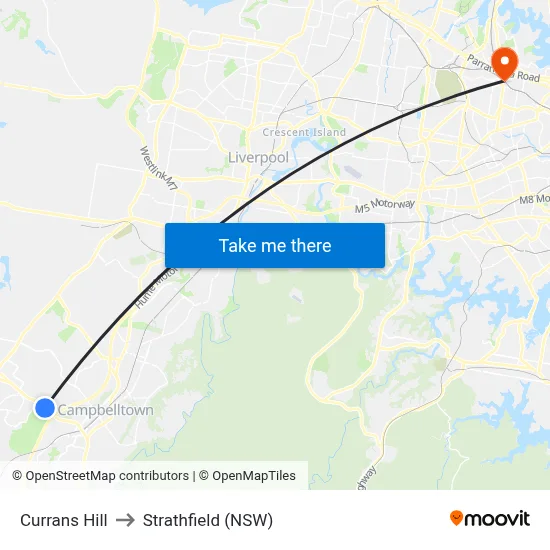 Currans Hill to Strathfield (NSW) map