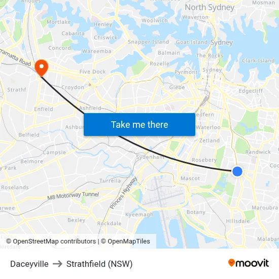 Daceyville to Strathfield (NSW) map