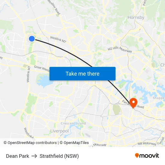 Dean Park to Strathfield (NSW) map