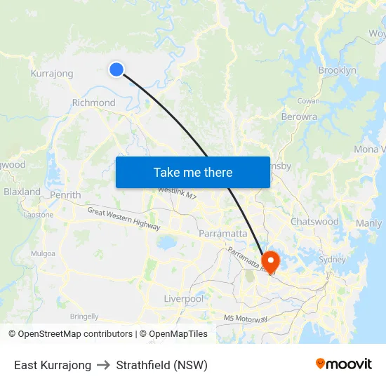 East Kurrajong to Strathfield (NSW) map