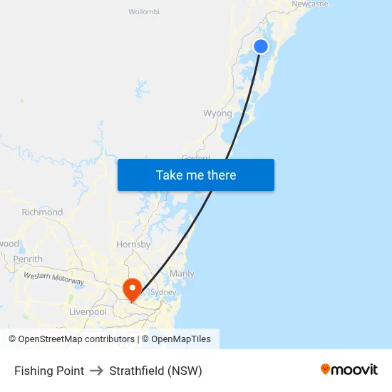 Fishing Point to Strathfield (NSW) map