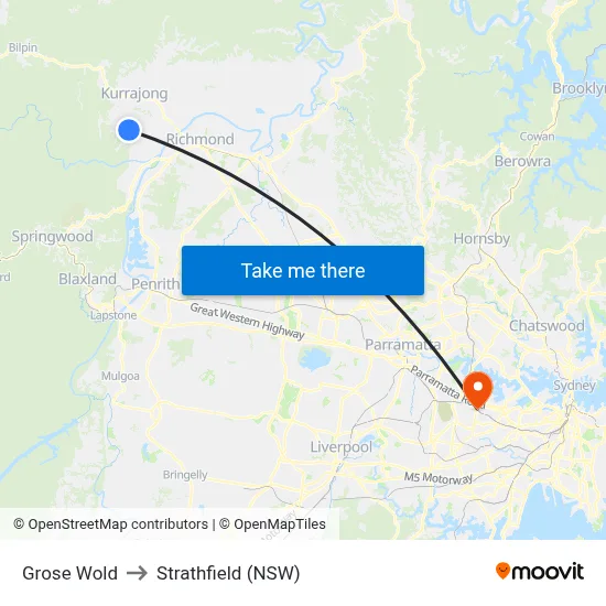 Grose Wold to Strathfield (NSW) map