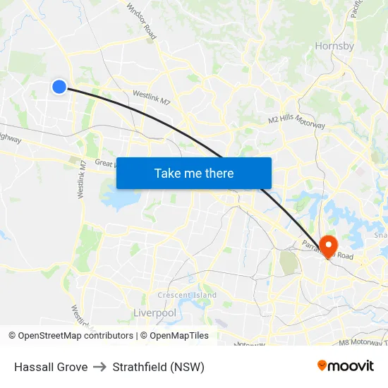 Hassall Grove to Strathfield (NSW) map