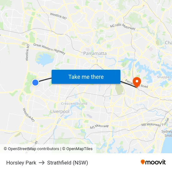 Horsley Park to Strathfield (NSW) map