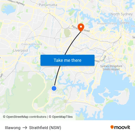 Illawong to Strathfield (NSW) map