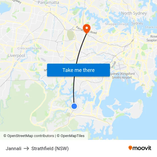 Jannali to Strathfield (NSW) map