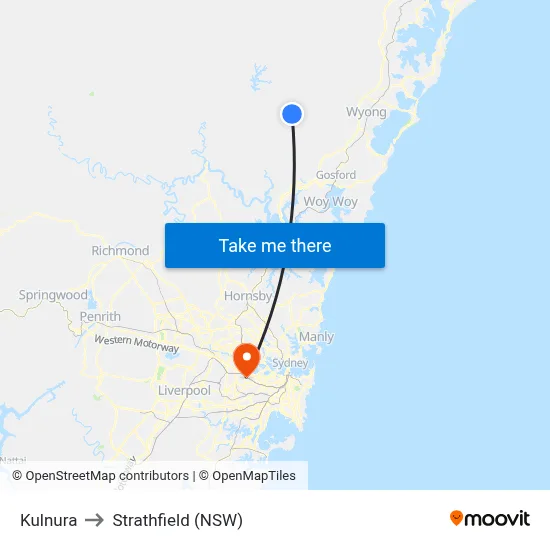 Kulnura to Strathfield (NSW) map