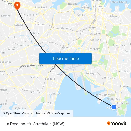 La Perouse to Strathfield (NSW) map