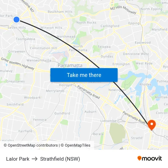 Lalor Park to Strathfield (NSW) map
