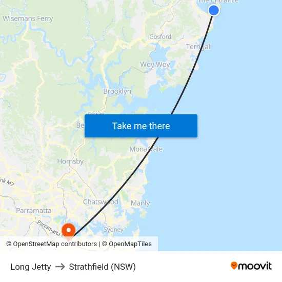 Long Jetty to Strathfield (NSW) map
