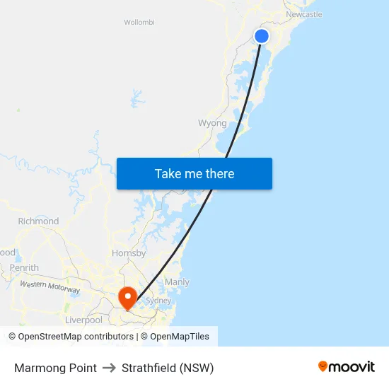 Marmong Point to Strathfield (NSW) map