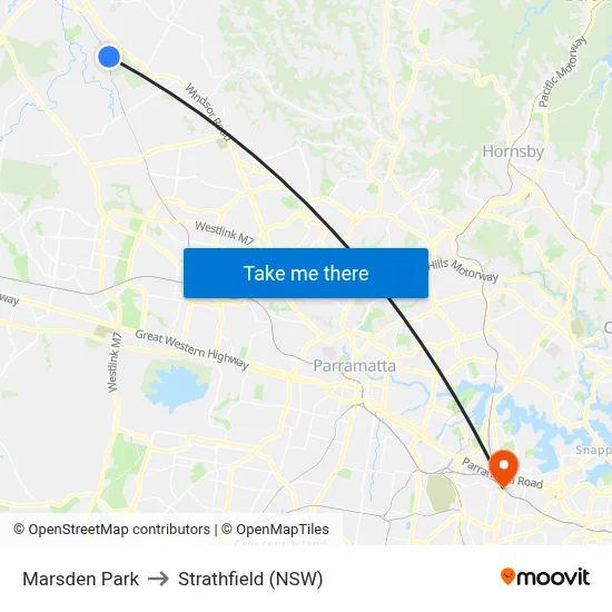 Marsden Park to Strathfield (NSW) map