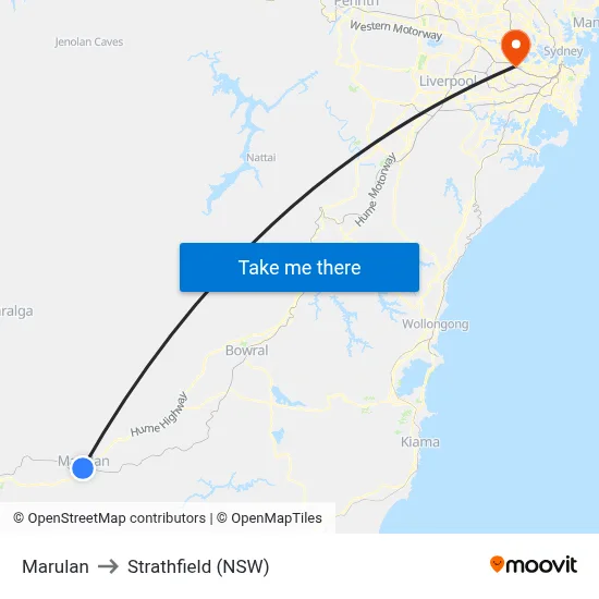 Marulan to Strathfield (NSW) map
