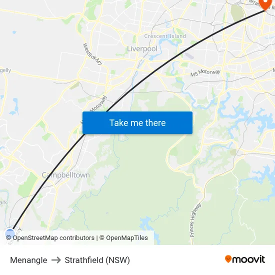 Menangle to Strathfield (NSW) map