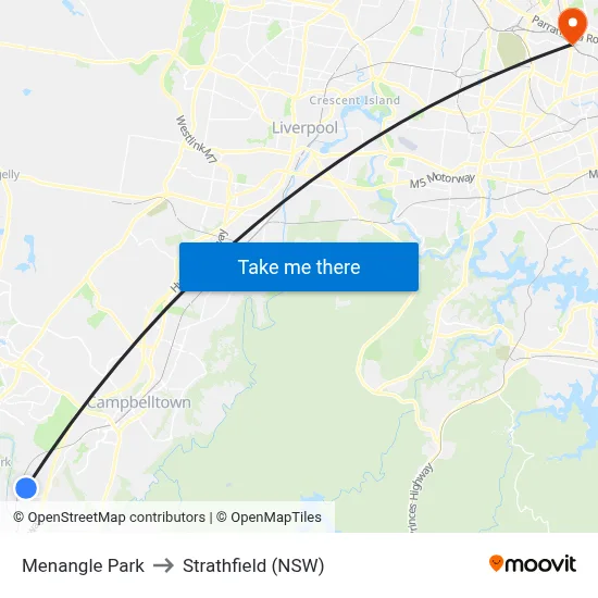 Menangle Park to Strathfield (NSW) map
