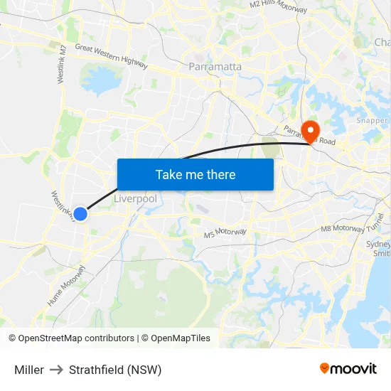 Miller to Strathfield (NSW) map