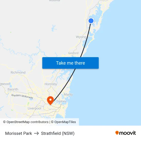 Morisset Park to Strathfield (NSW) map