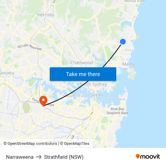 Narraweena to Strathfield (NSW) map
