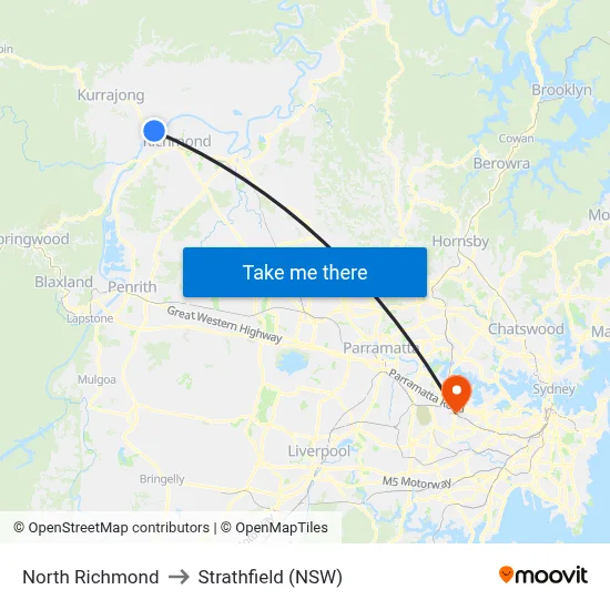 North Richmond to Strathfield (NSW) map