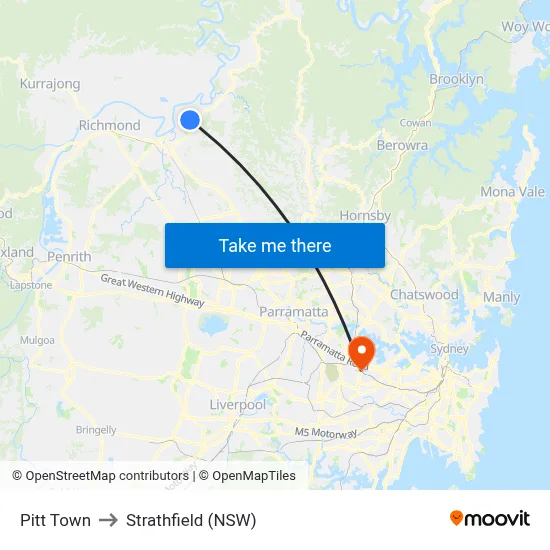 Pitt Town to Strathfield (NSW) map