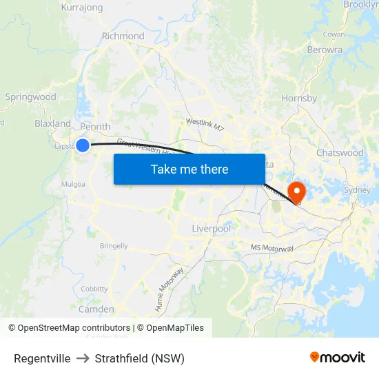 Regentville to Strathfield (NSW) map