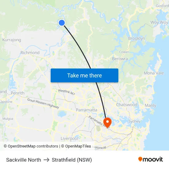 Sackville North to Strathfield (NSW) map