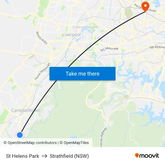 St Helens Park to Strathfield (NSW) map