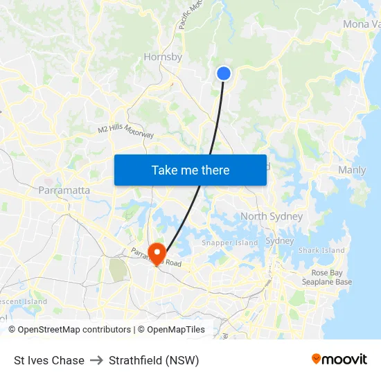 St Ives Chase to Strathfield (NSW) map