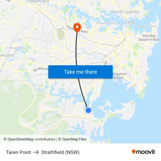Taren Point to Strathfield (NSW) map
