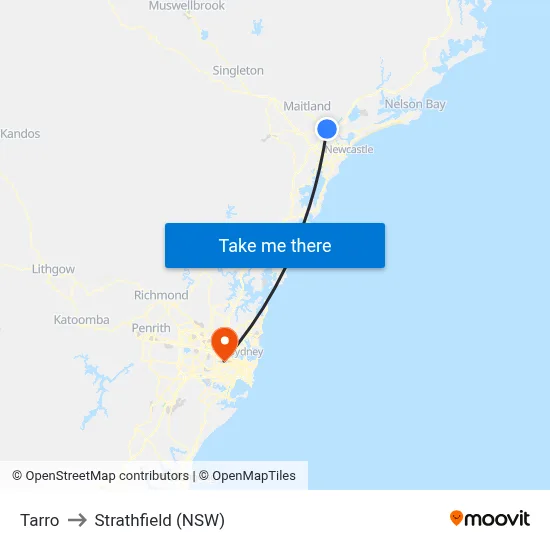 Tarro to Strathfield (NSW) map