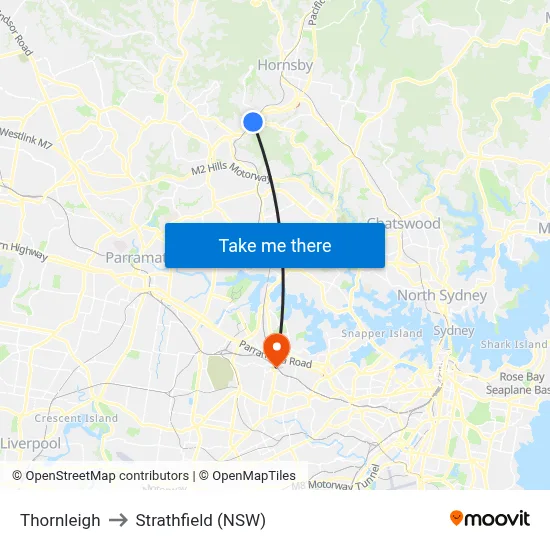 Thornleigh to Strathfield (NSW) map