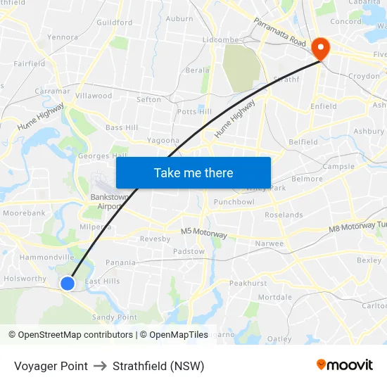 Voyager Point to Strathfield (NSW) map