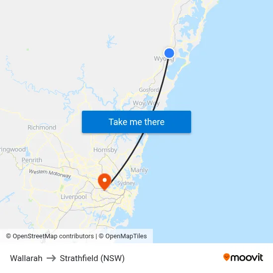 Wallarah to Strathfield (NSW) map