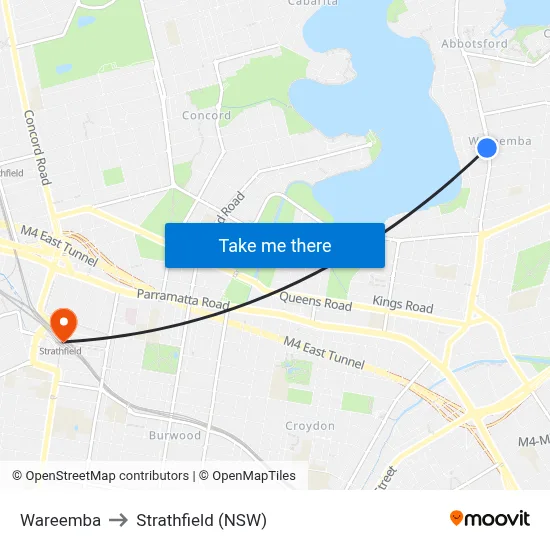 Wareemba to Strathfield (NSW) map