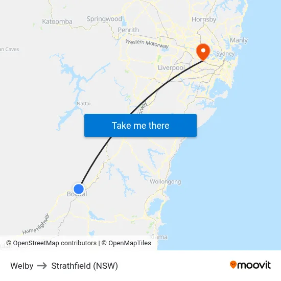 Welby to Strathfield (NSW) map