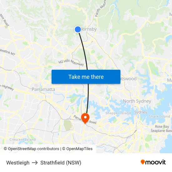 Westleigh to Strathfield (NSW) map