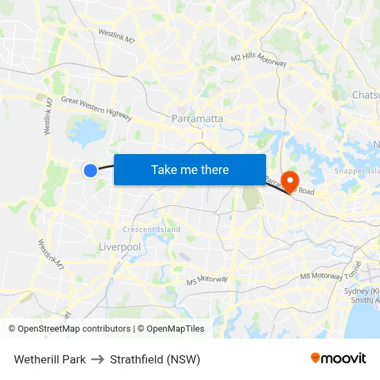 Wetherill Park to Strathfield (NSW) map