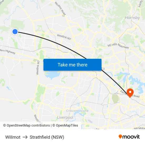 Willmot to Strathfield (NSW) map