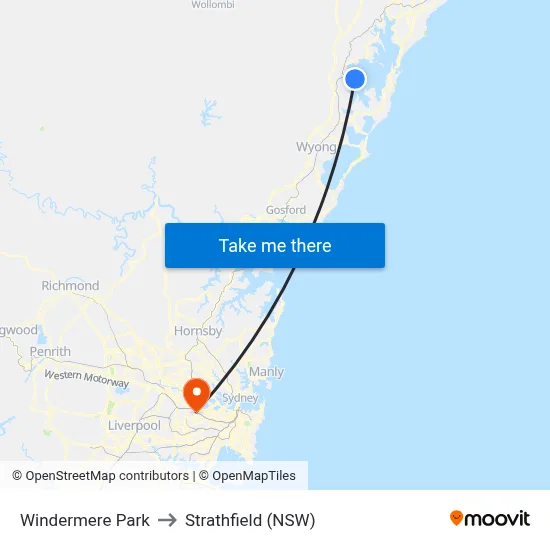 Windermere Park to Strathfield (NSW) map