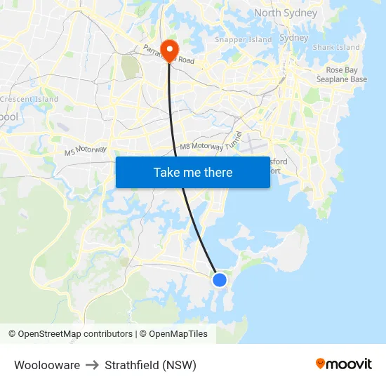 Woolooware to Strathfield (NSW) map