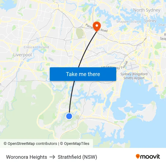 Woronora Heights to Strathfield (NSW) map